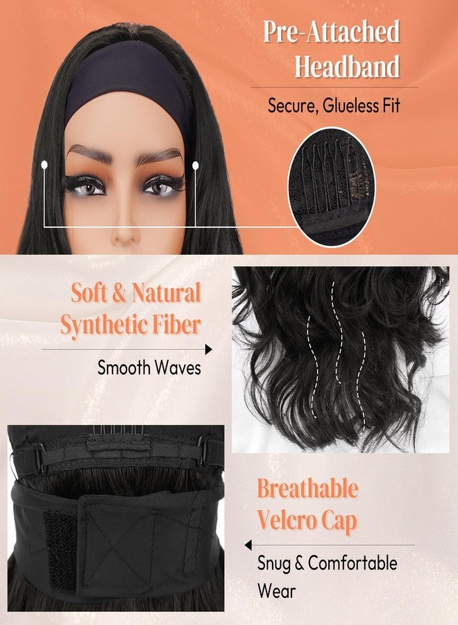 BARSDAR Long Body Wave Black Headband Wig - Black Loose Body Wavy Headband Wig for Women - 26 Inch Thick Soft Synthetic Wear and Go Glueless Wigs Natural Looking Easy Wear Head Band Wigs - Image 4